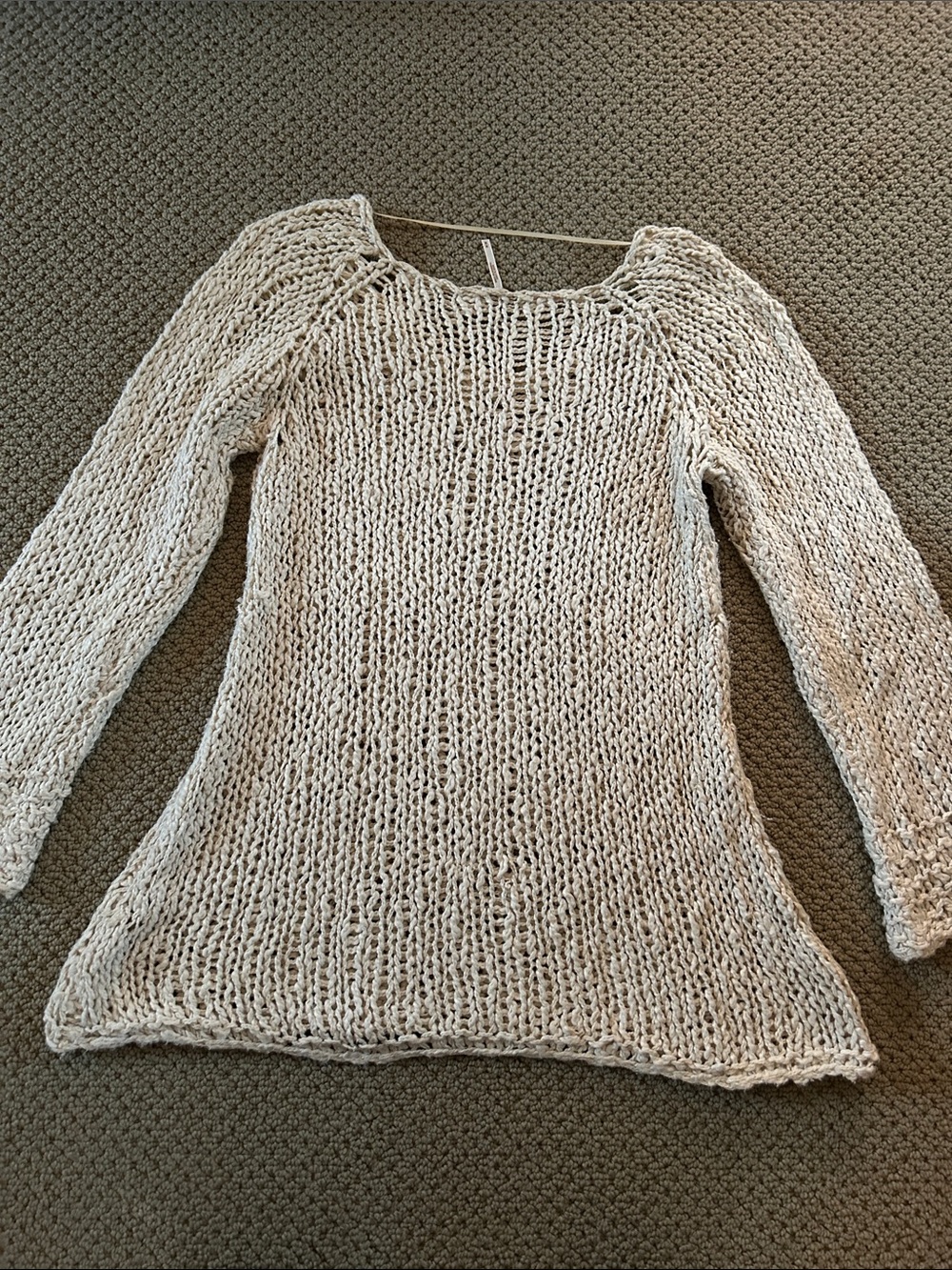 Free people Women's Cream Open-Knit tunic sweater - Picture 2 of 2